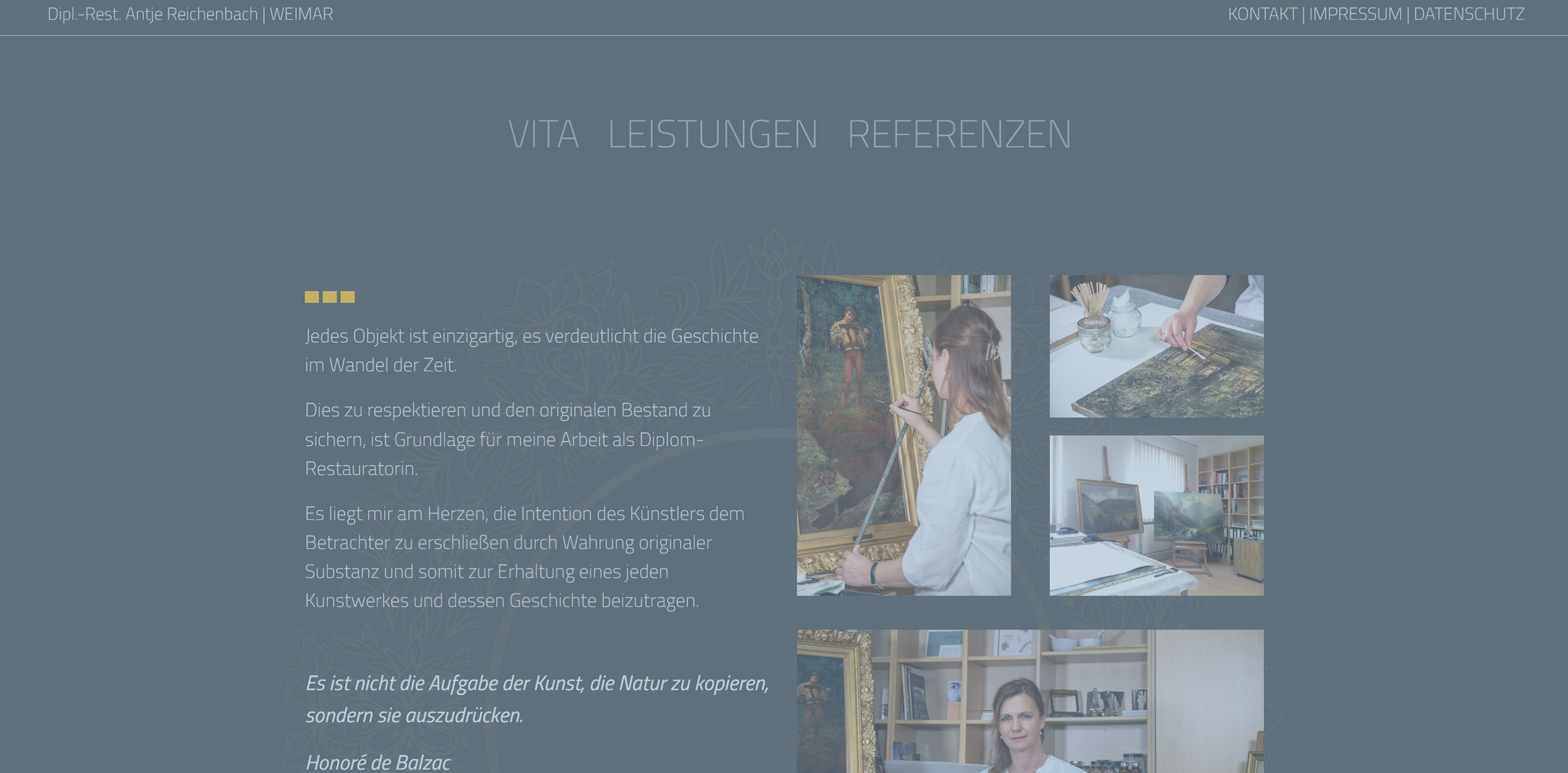 Website Konservierung und Restaurierung Antje Reichenbach